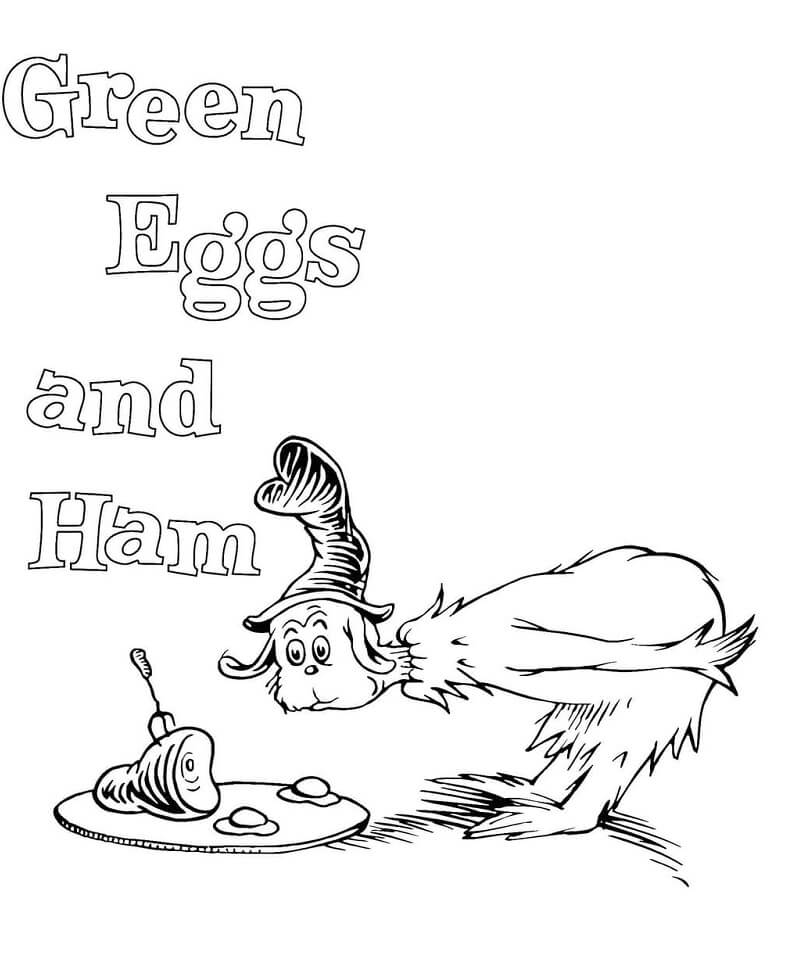 Green Eggs And Ham Coloring Pages Printable Free