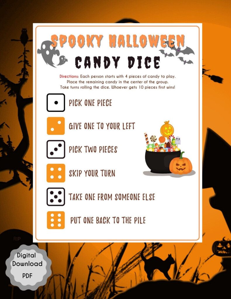 Halloween Candy Dice Game Spooky Halloween Printable Games PDF Scary 