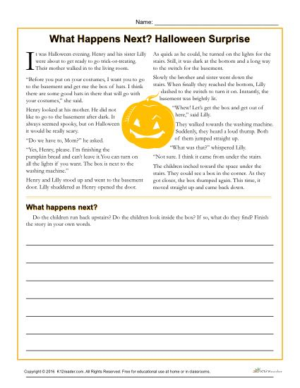 Halloween Surprise Printable Reading Comprehension Activity