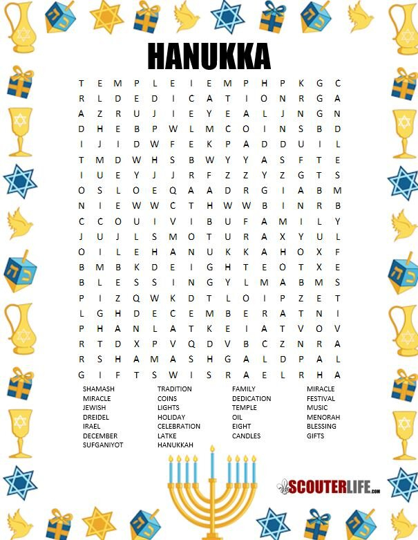 Hanukkah Word Search ScouterLife