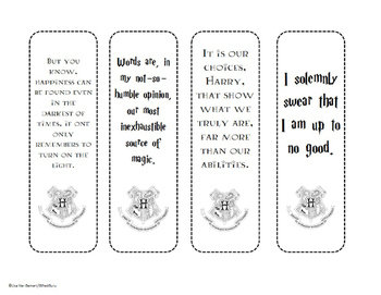 Harry Potter Bookmarks FREE PRINTABLES By Giftedguru TpT