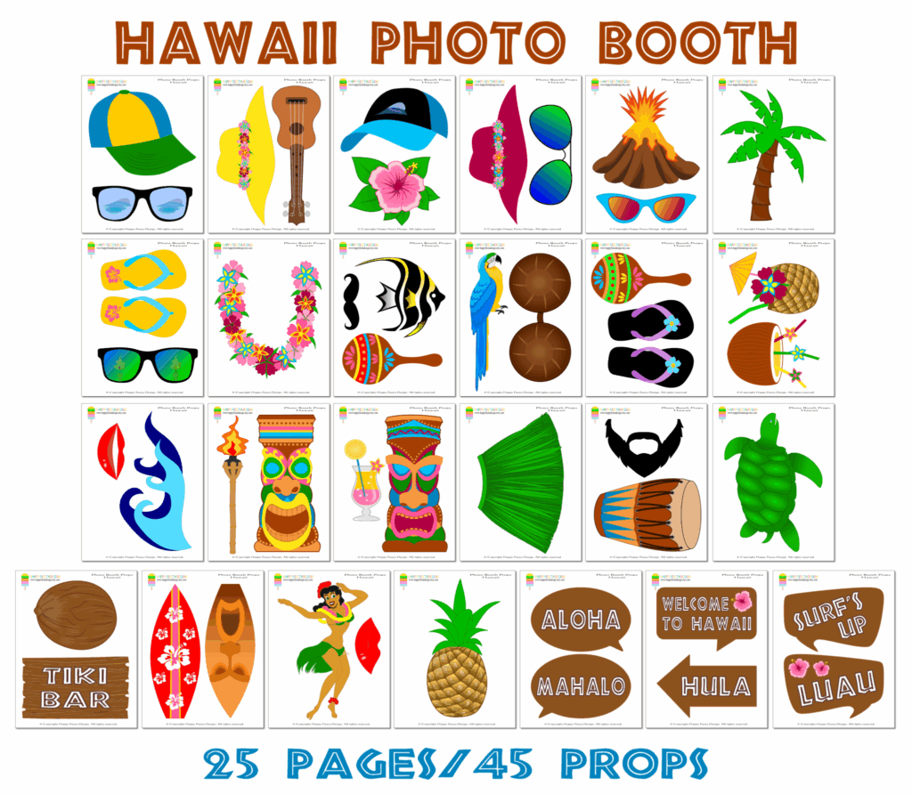 Hawaiian Photo Booth Props Printable Free Free Printable A To Z