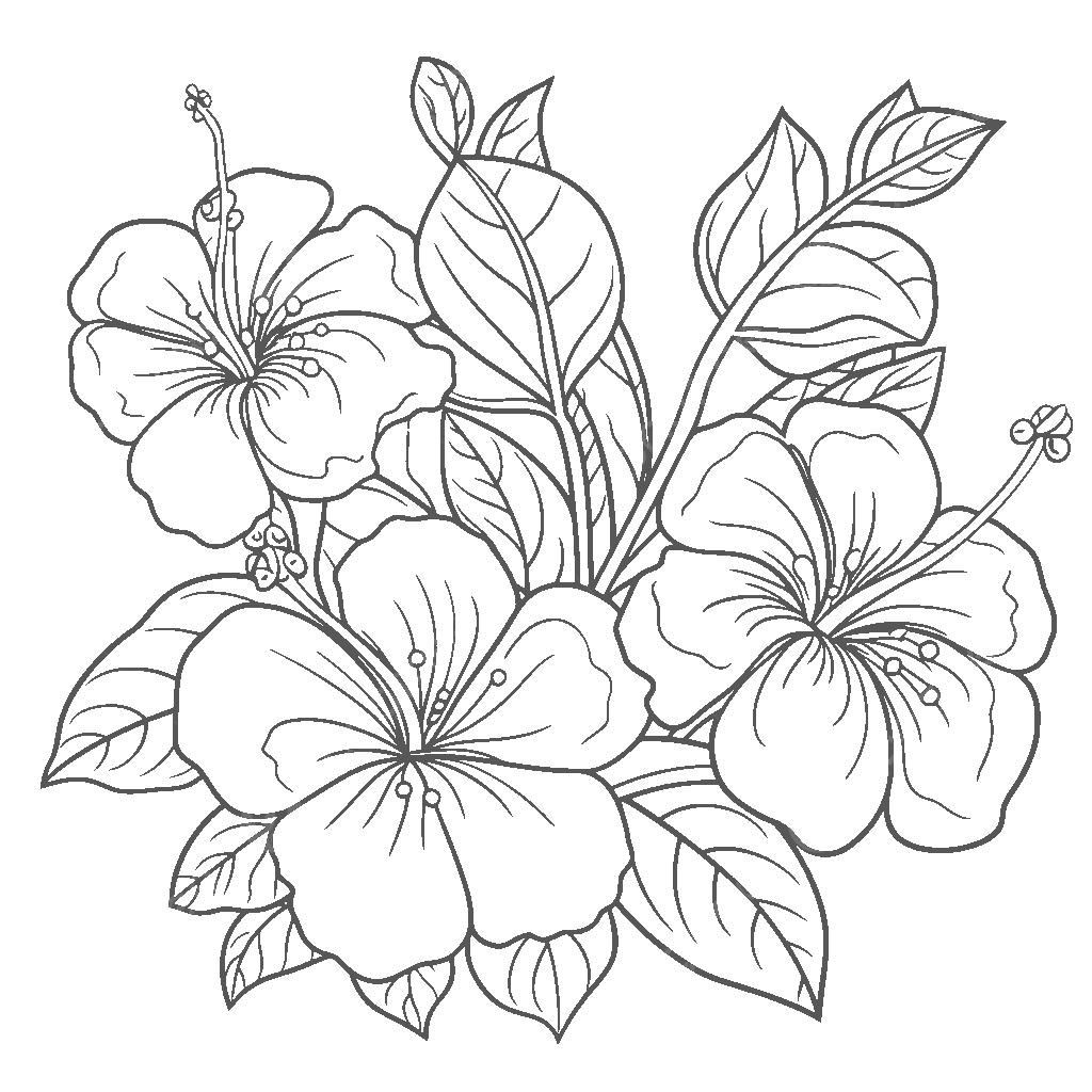 Hibiscus Flower Coloring Page