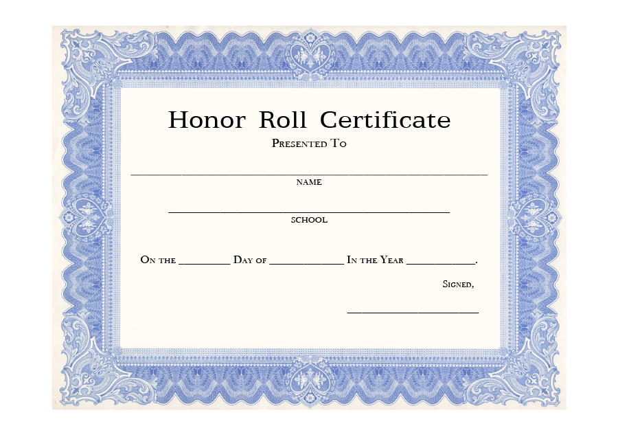 Honor Roll Certificates Printable Free