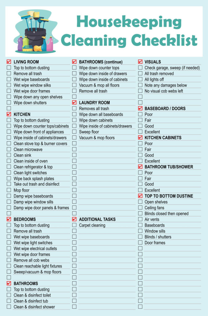 Housekeeping Cleaning Checklist 10 Free PDF Printables Printablee