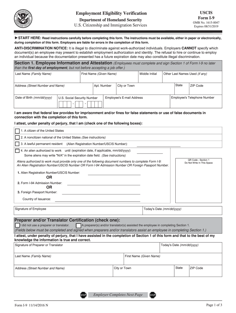 I 9 Form Fill Online Printable Fillable Blank PdfFiller
