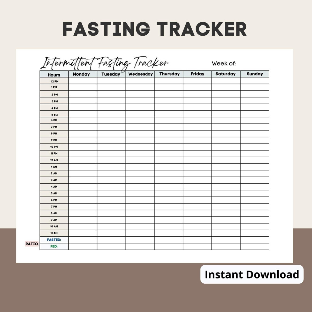 Intermittent Fasting Trackerprintable Tracker Fasting Etsy Time 