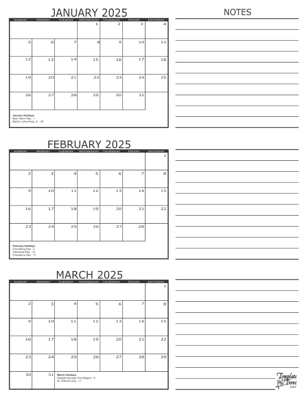Jan Feb March April 2025 Calendar Image Toby Fanning V 