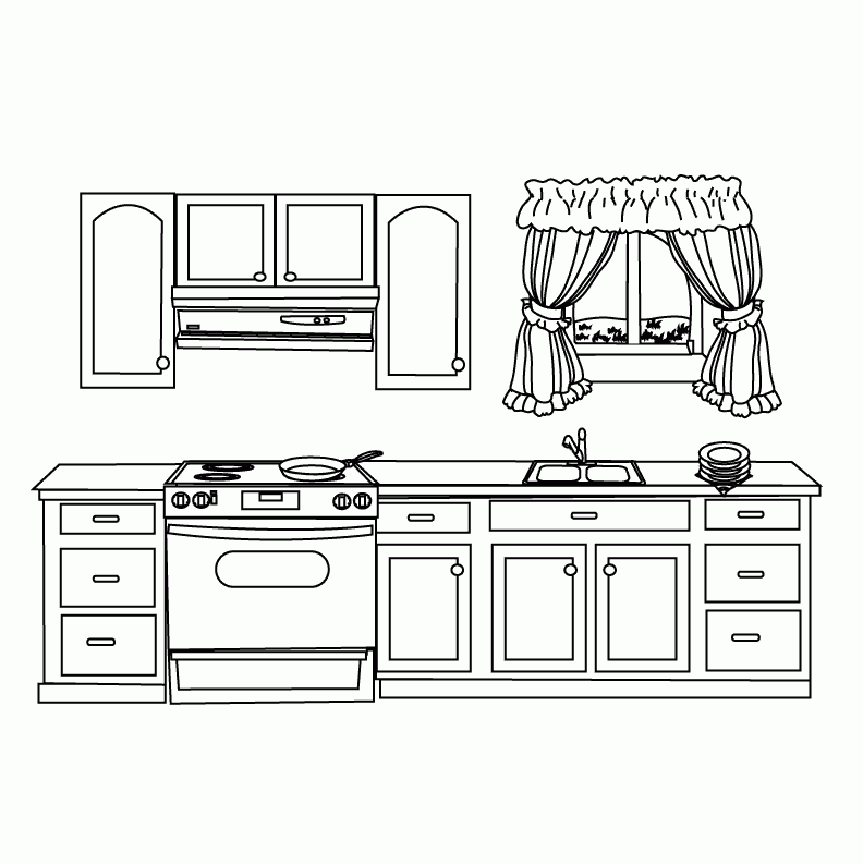 Kitchen Coloring Pages Free Printable