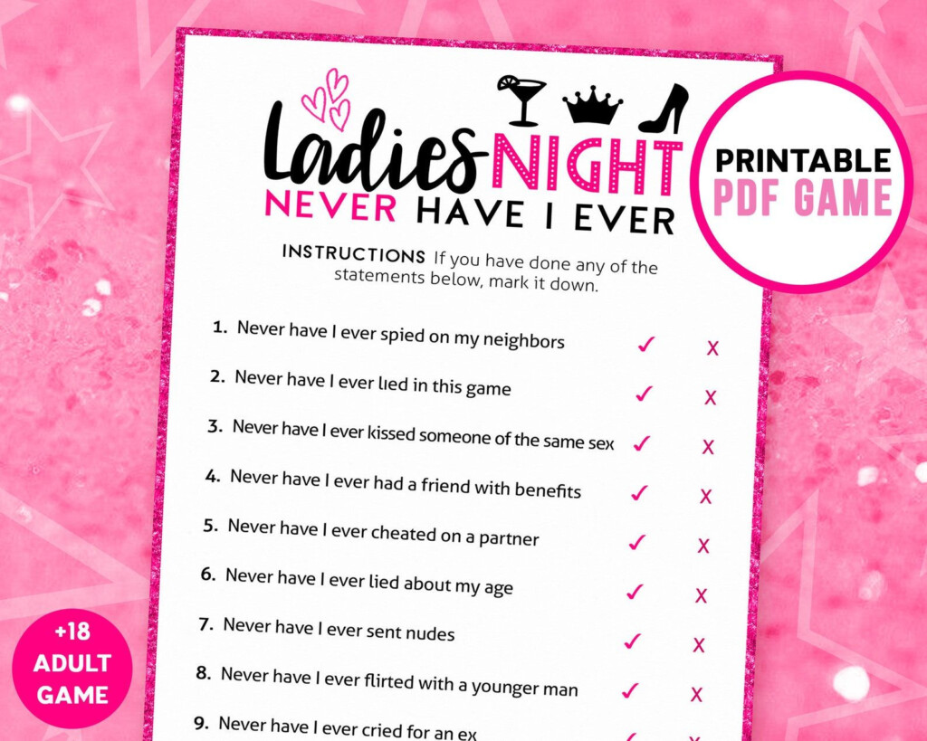 Ladies Night Games Never Have I Ever Printable Game Girls Night Party 