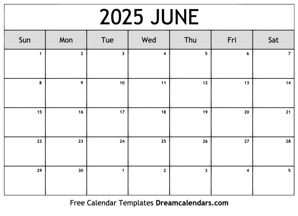 Large Print Calendar June 2025 Printable Ariana Bianca