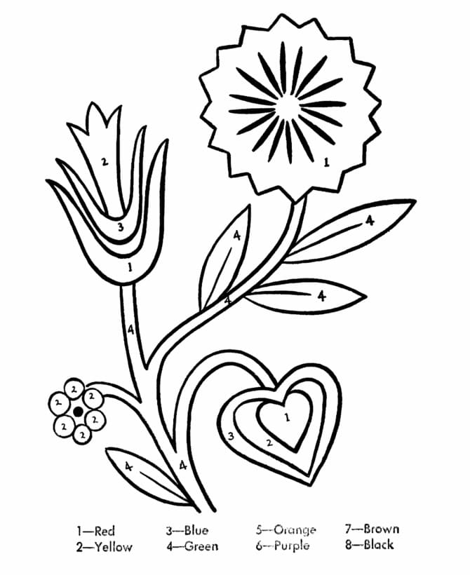 Lily Flower Color By Number Coloring Page Free Printable Coloring 