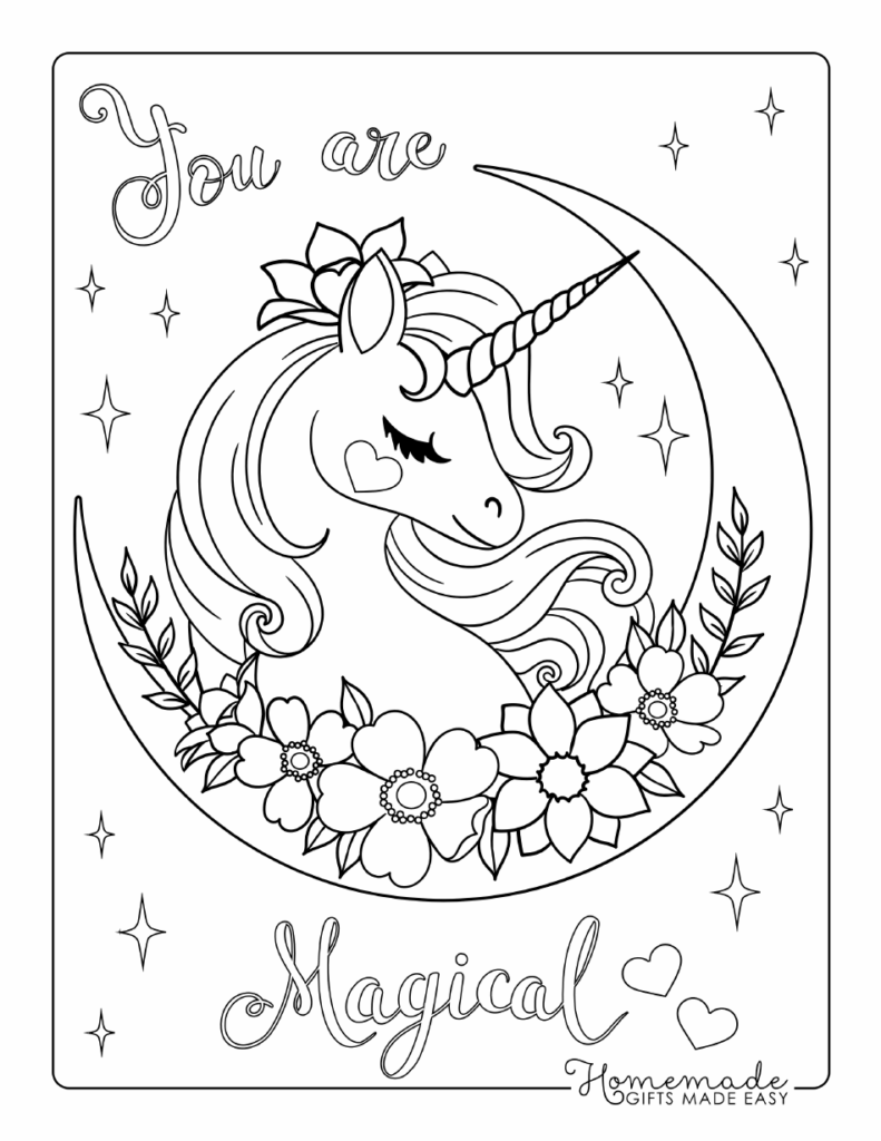 Magical Unicorn Coloring Page Beautiful Download Printable PDF 