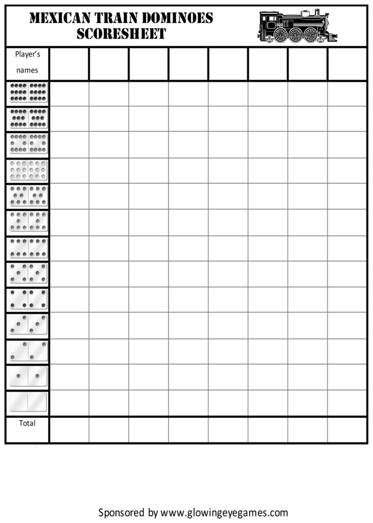 Mexican Train Score Sheet Printable