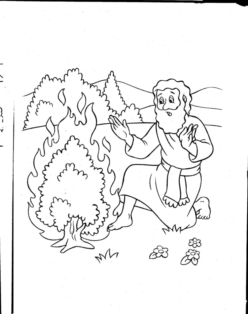 Moses And Burning Bush Coloring Page