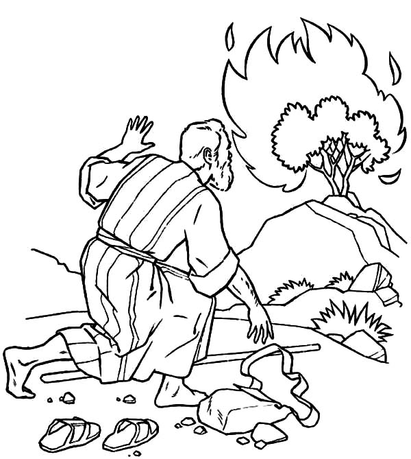Moses Listen To God Through Burning Bush Coloring Pages NetArt