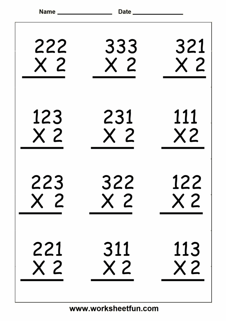 Multiplication 3 Digit By 1 Digit Six Worksheets FREE Printable 
