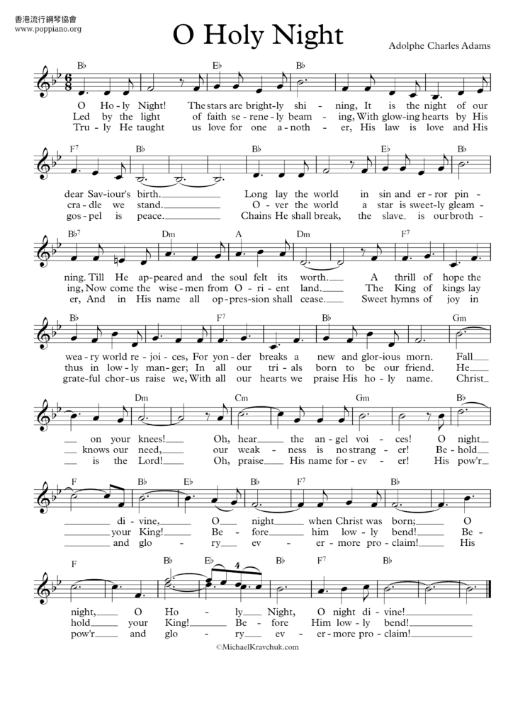 O Holy Night Free Printable Sheet Music Printable Templates Protal