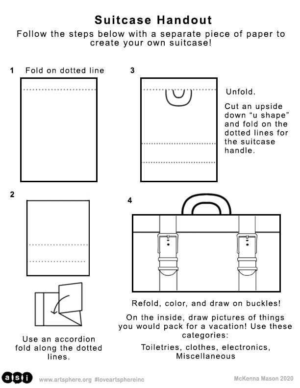 Paper Suitcase Cut And Draw Handout Art Sphere Inc 