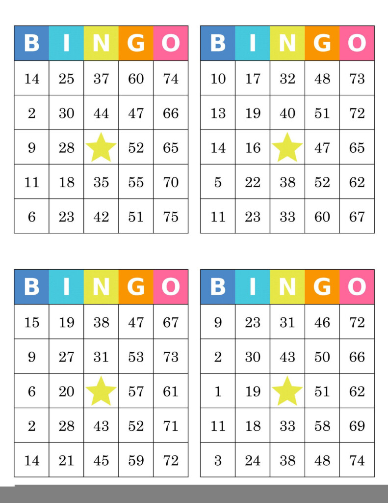 Pdf Free Printable Printable Bingo Cards 4 Per Page Printable 