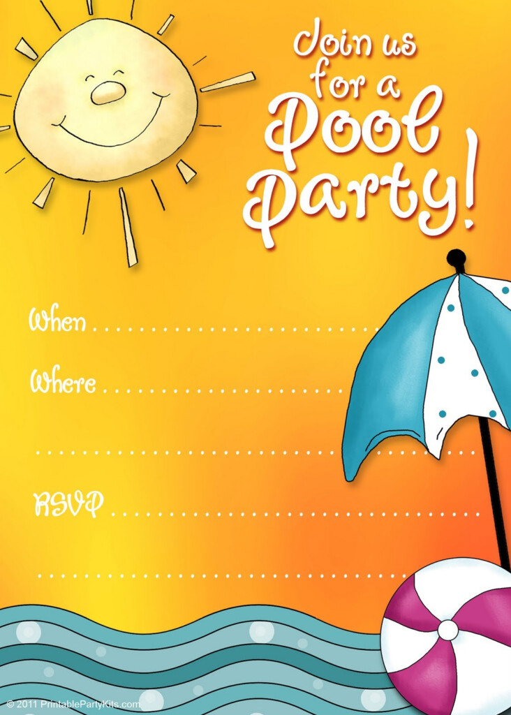 Pool Party Birthday Party Invitations Templates Free Download 
