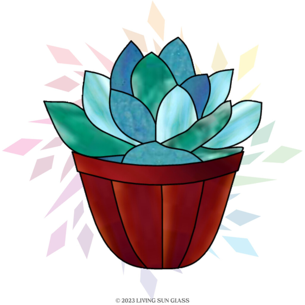 Potted Succulent Stained Glass Pattern Living Sun Glass