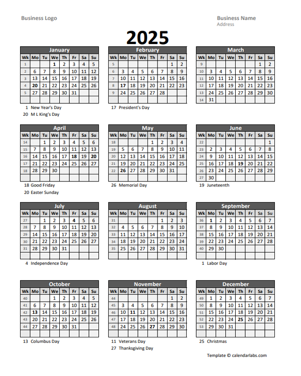 Printable 2025 Calendar With Week Numbers Free Download Daniel L 