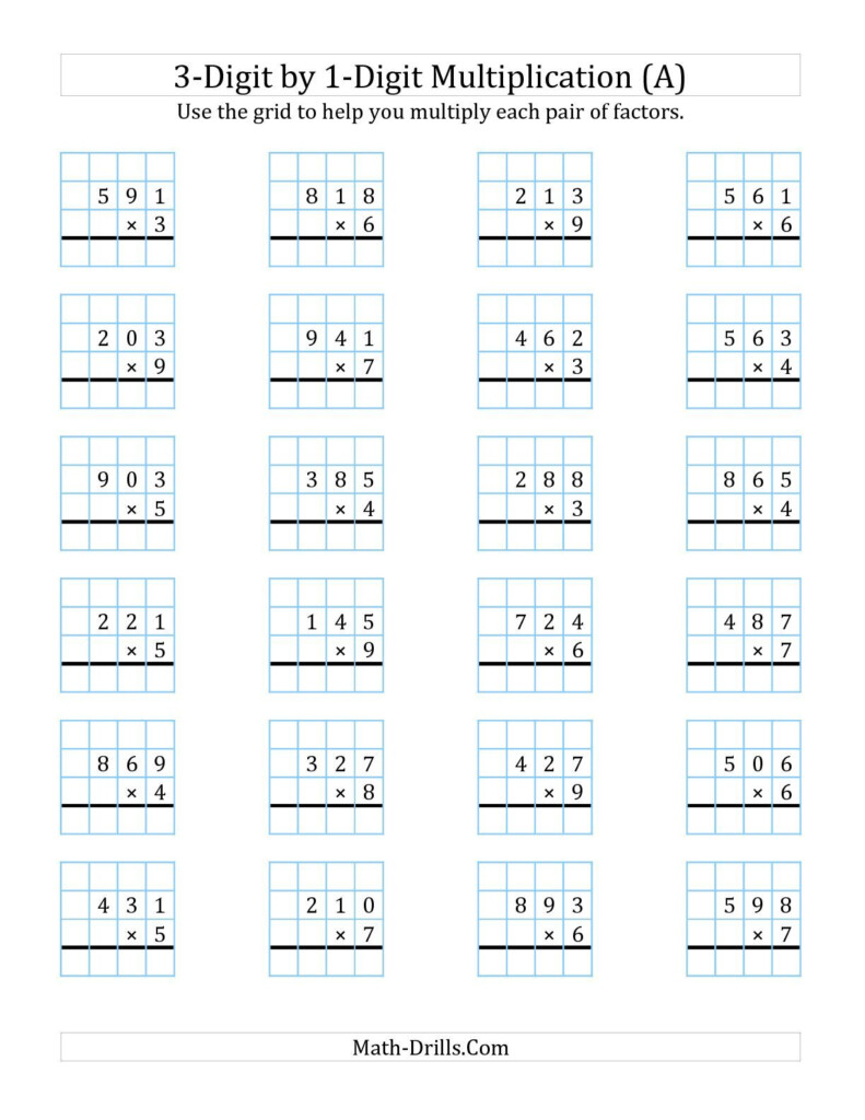 Printable 3 Digit Multiplication Worksheets
