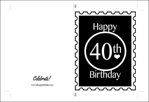 Printable 40th Birthday Card