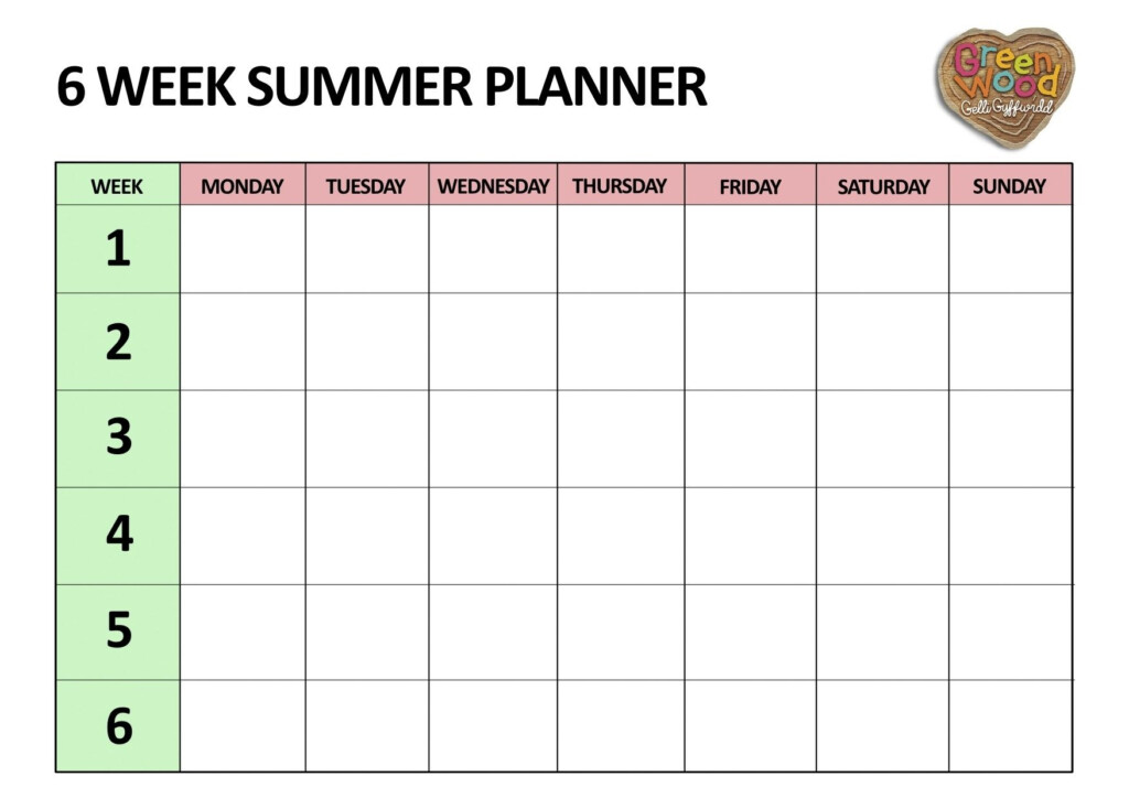 Printable Blank 6 Week Calendar Template Kenneth Pearsall