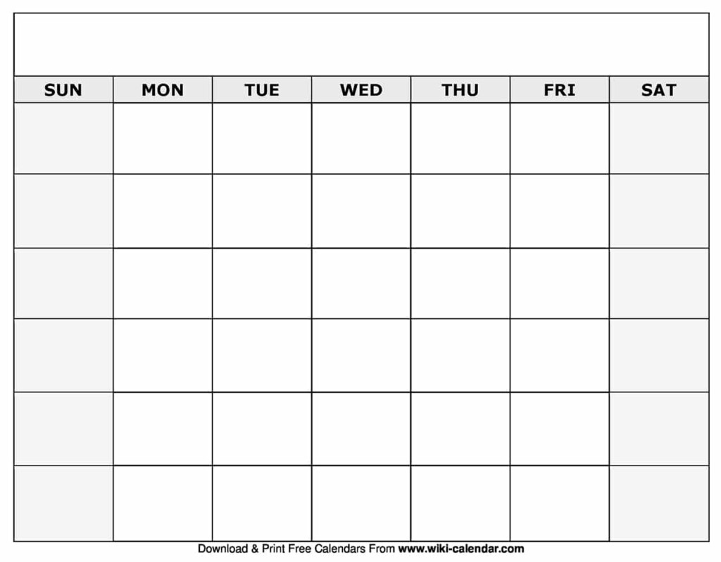 Printable Blank Calendar Templates