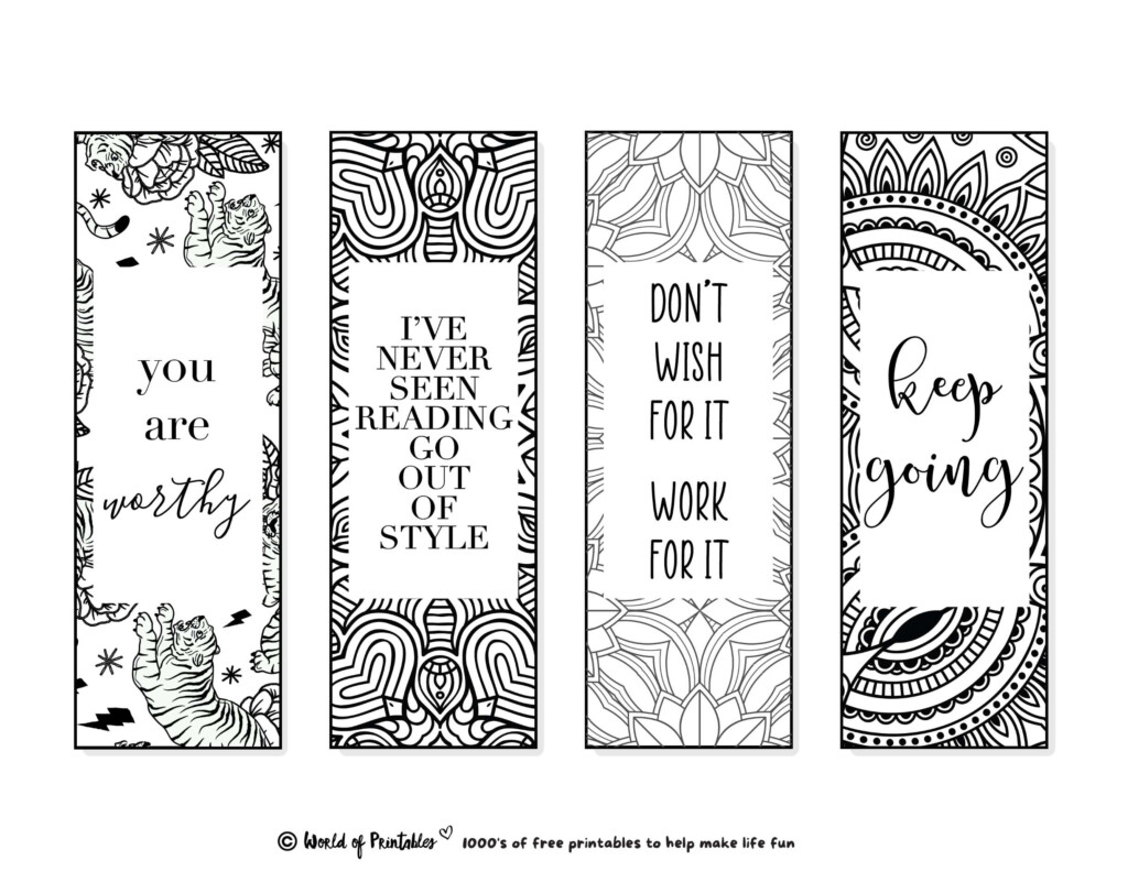 Printable Bookmarks To Color 120 For Adults Kids World Of Printables
