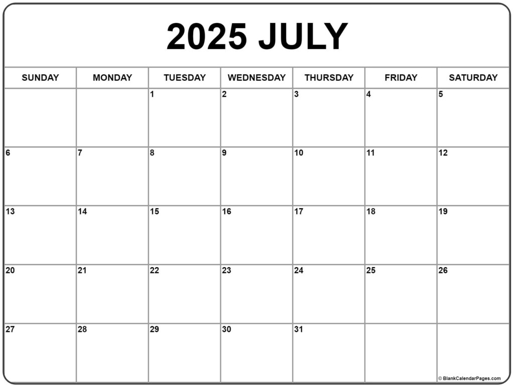 Printable Calendar July 2025 Free Editable Julius A Brandt