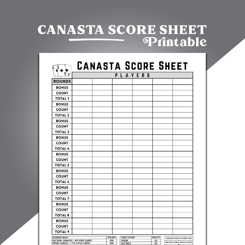 Printable Canasta Score Sheet Printable Free Templates