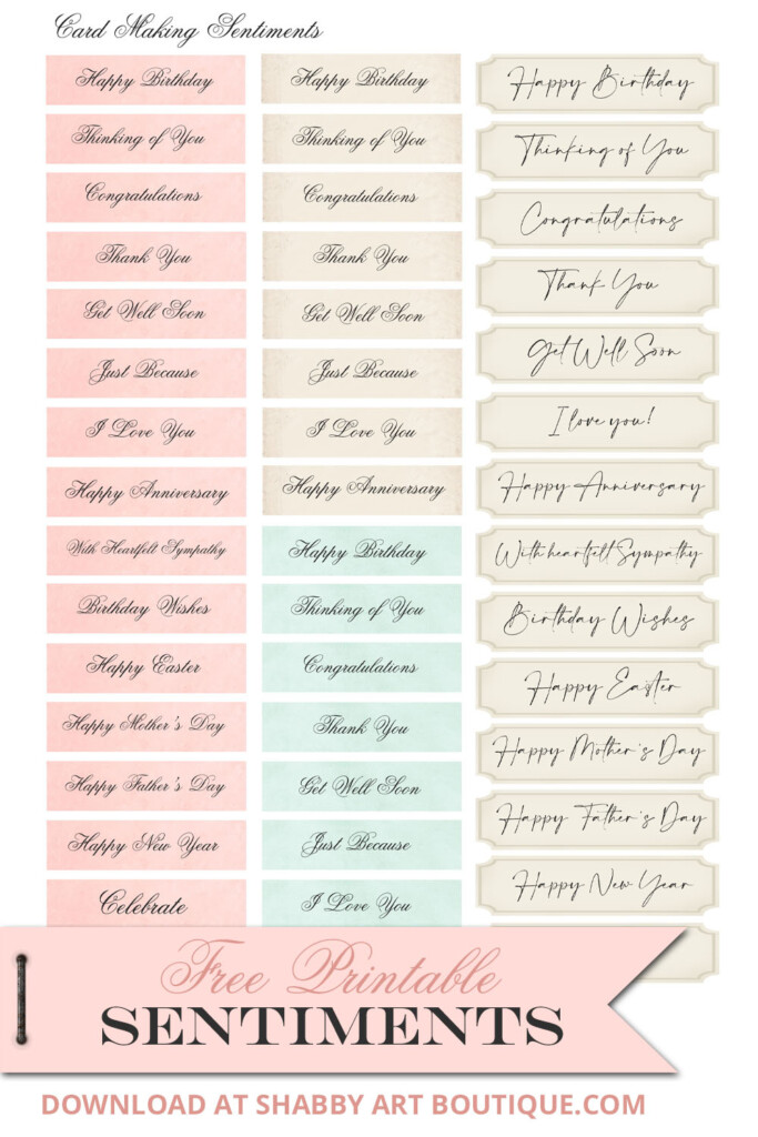 Printable Card Sentiments Printable Cards