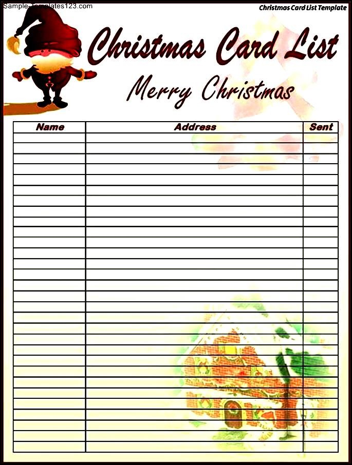 Printable Christmas Card List