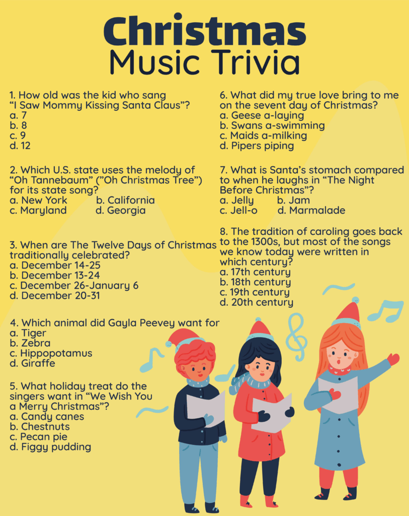Printable Christmas Song Trivia