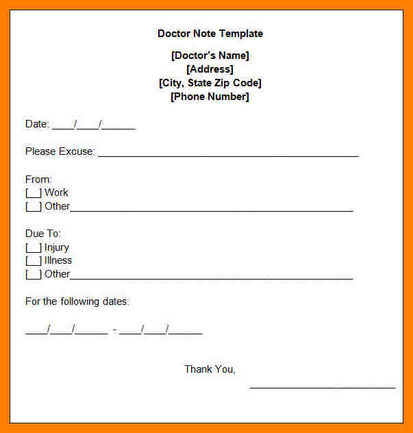 Printable Doctor Excuse Forms Free Printable Forms Free Online