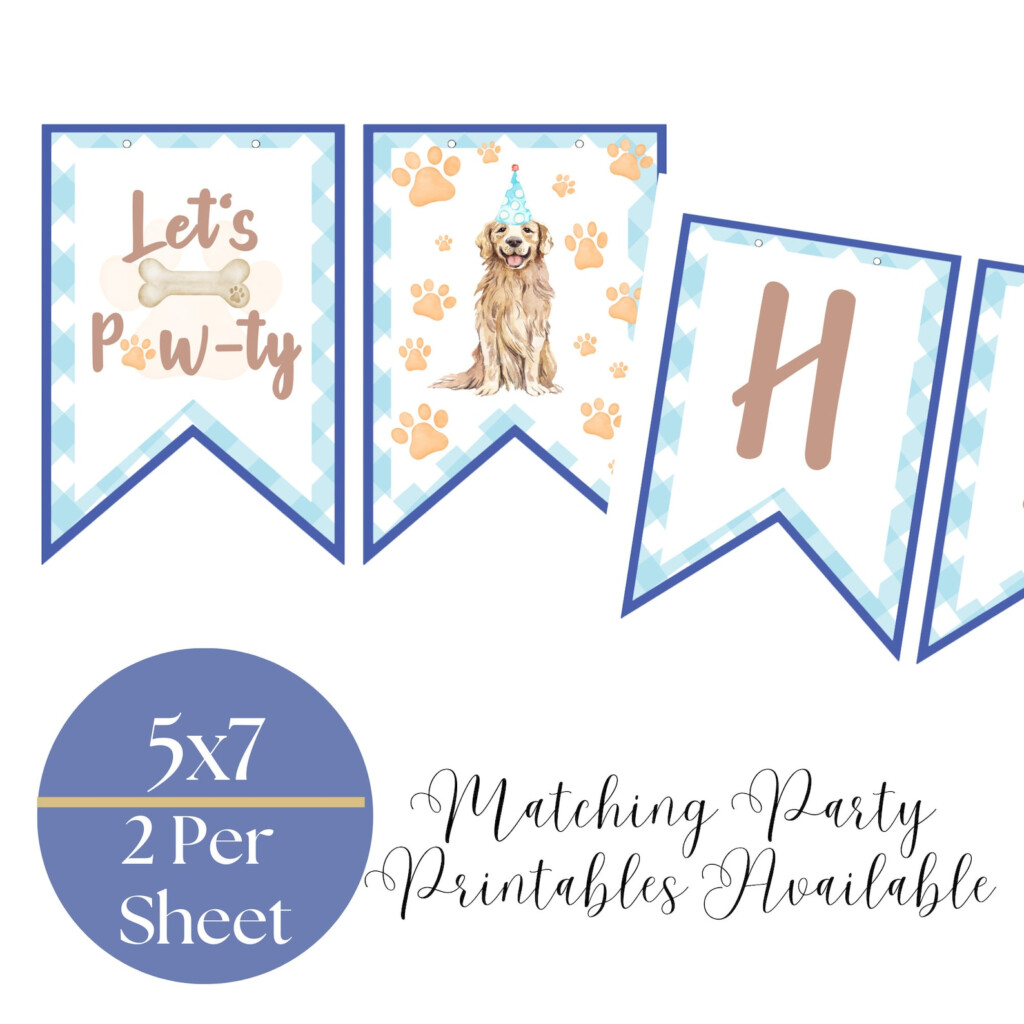 PRINTABLE Dog Happy Birthday Banner Puppy Birthday Bunting Dog Theme 