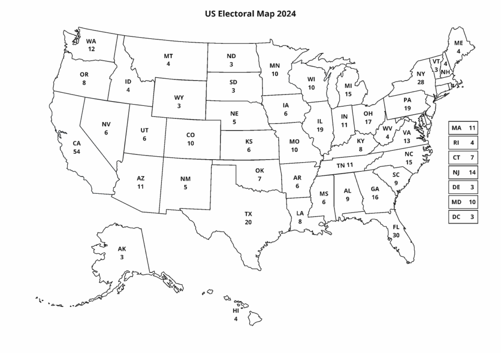 Printable Electoral College Map 2025 Free Printable Template