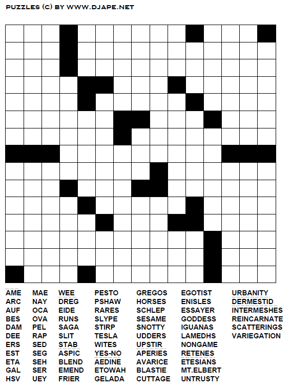 Printable Fill In Word Puzzles