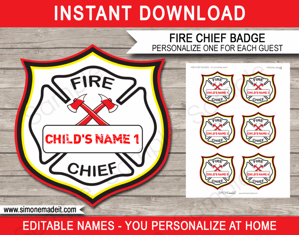 Printable Firefighter Badge