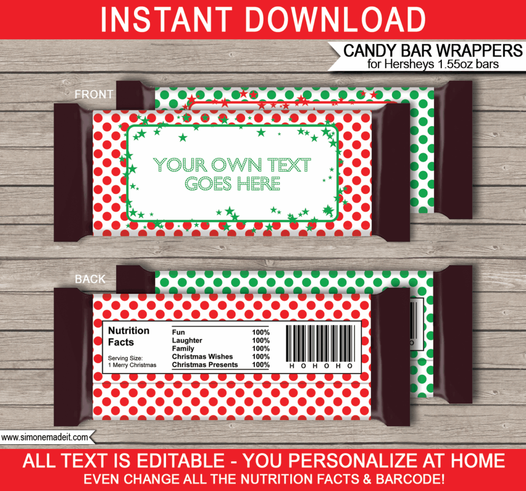 Printable Hershey Candy Bar Wrapper Template Free