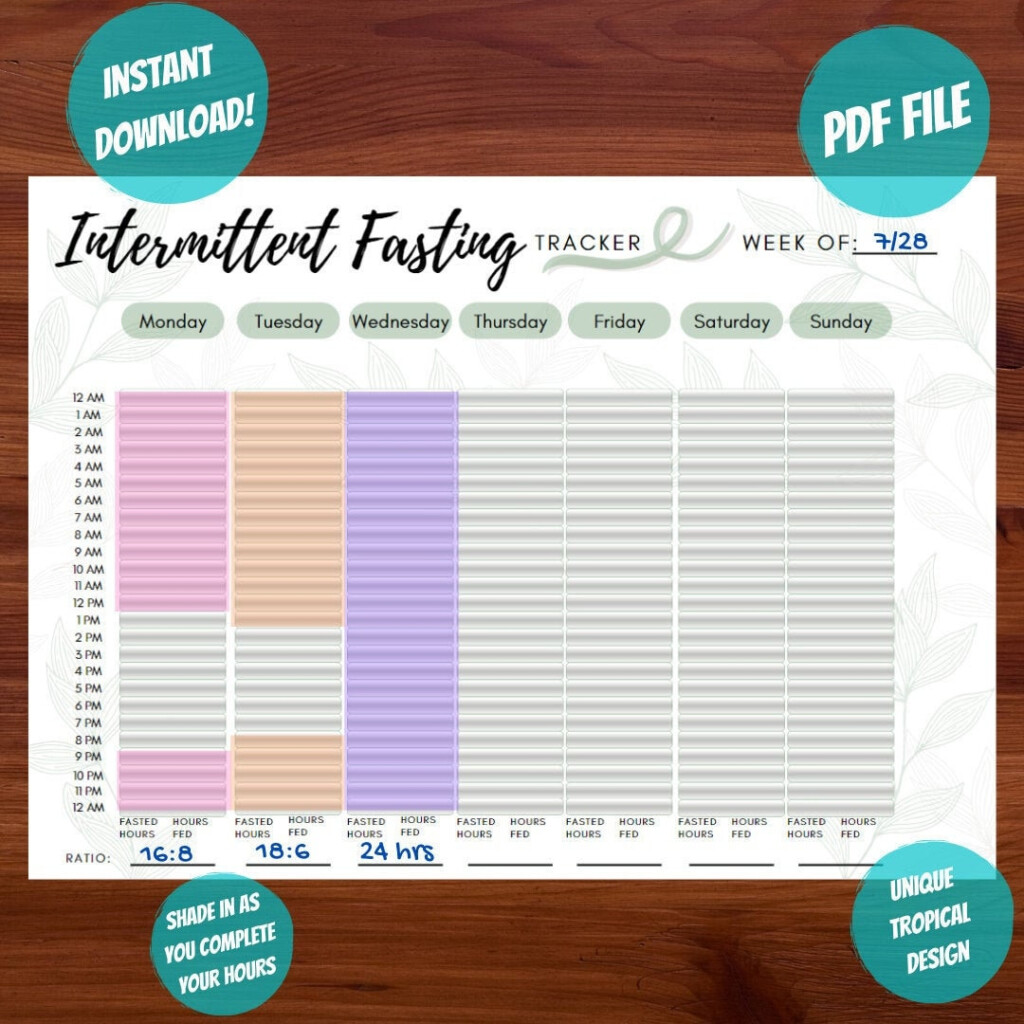 PRINTABLE Intermittent Fasting Tracker Instant Download Etsy