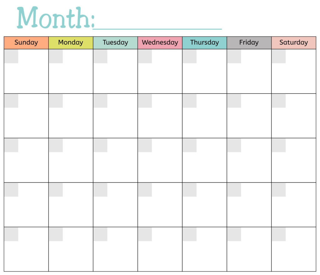 Printable Monthly Blank Calendar Template 2025 Calendar Printable