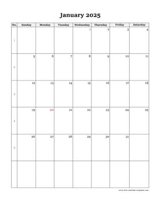 Printable Monthly Calendar 2025 Free calendar template