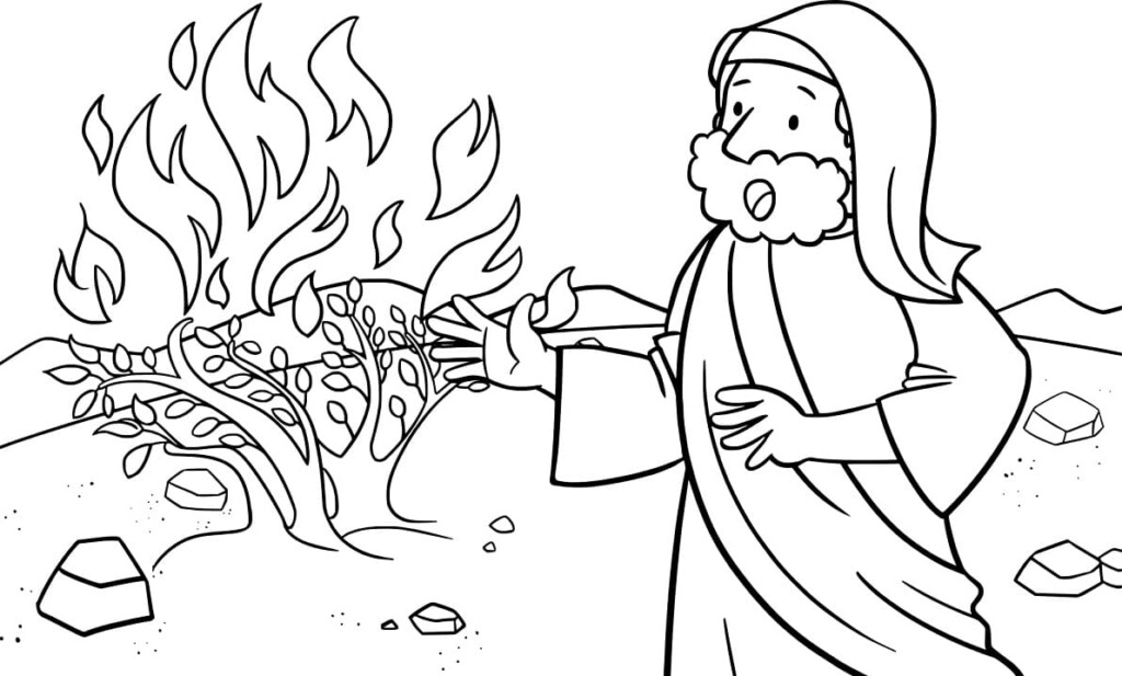 Printable Moses And The Burning Bush Coloring Page Free Printable 