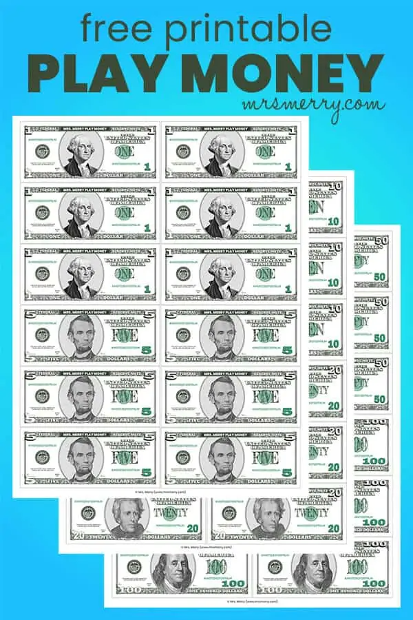Printable Play Money For Kids Mrs Merry Printable Play Money 