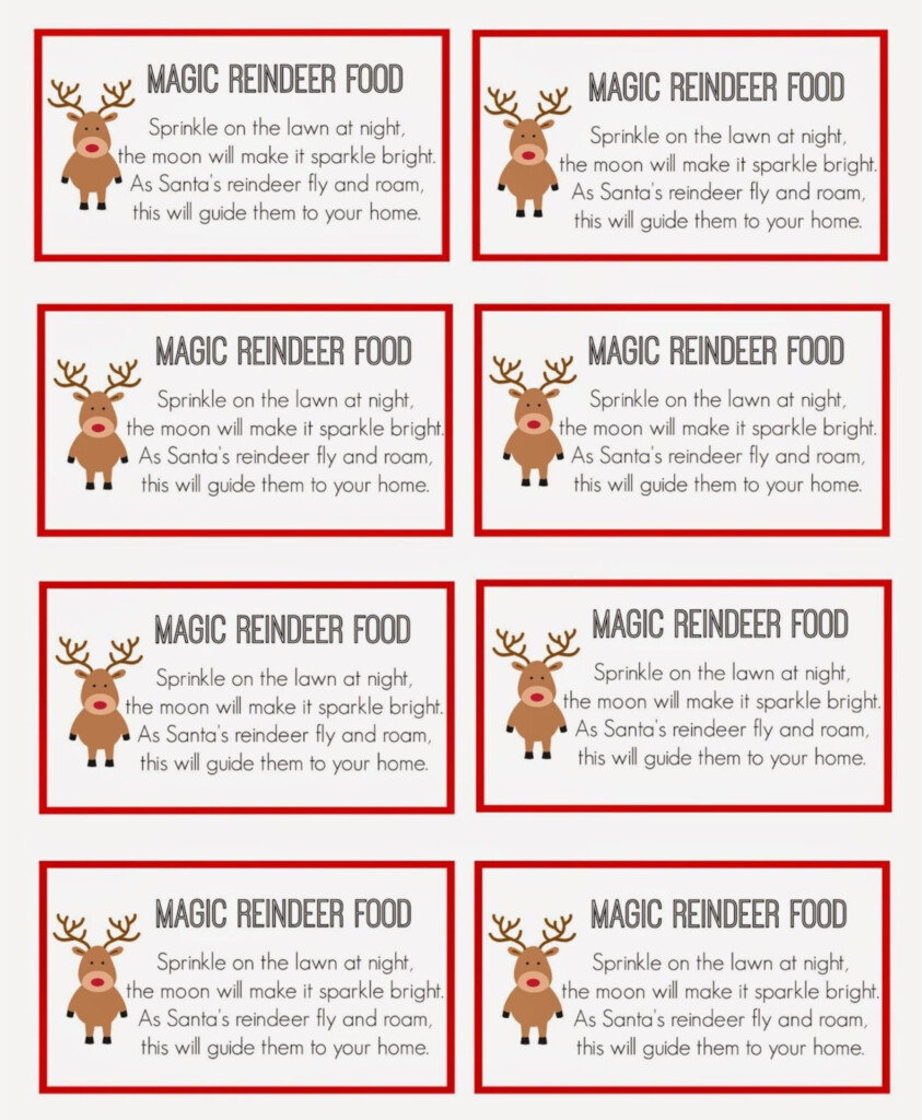 Printable Reindeer Food Label Magic Reindeer Food Kids Christmas 