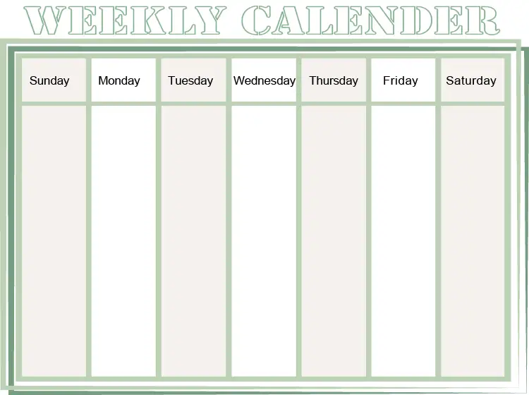 Printable Seven Days Weekly Calendars
